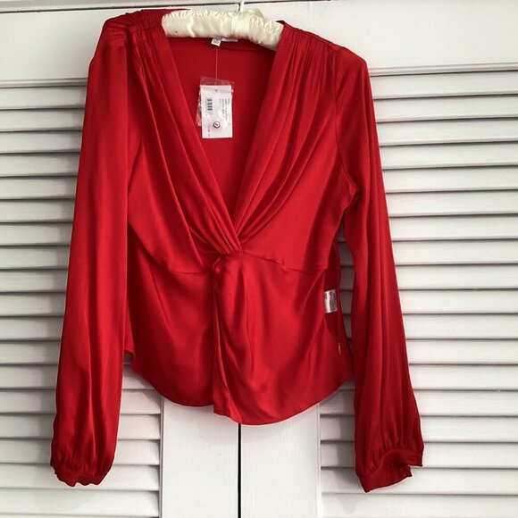 NWT INTERMIX Dawn Silk Knot Front Top Size 2 Coral - Picture 3 of 15